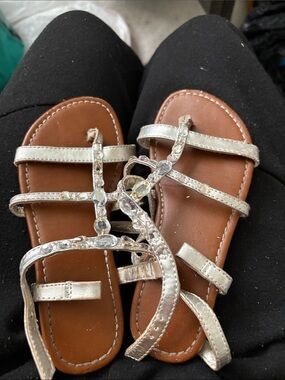 Stevies Silver Jeweled Girls' Strappy Sandals
